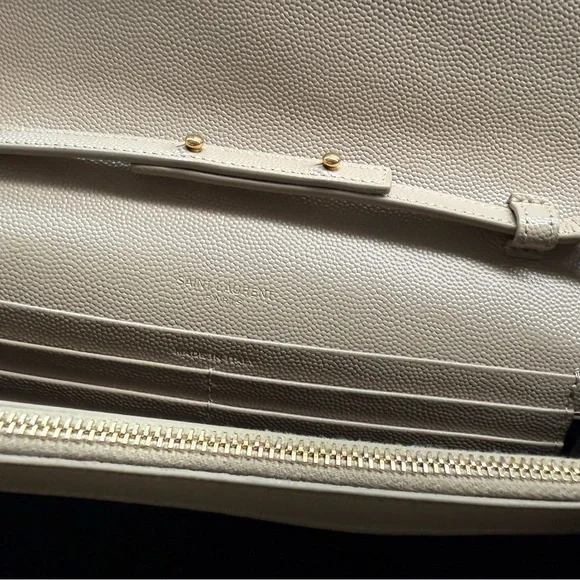 CLASSIC CASSANDRE Chain Wallet in Grain de Poudre Leather (Dark Beige) - Picture 10 of 15